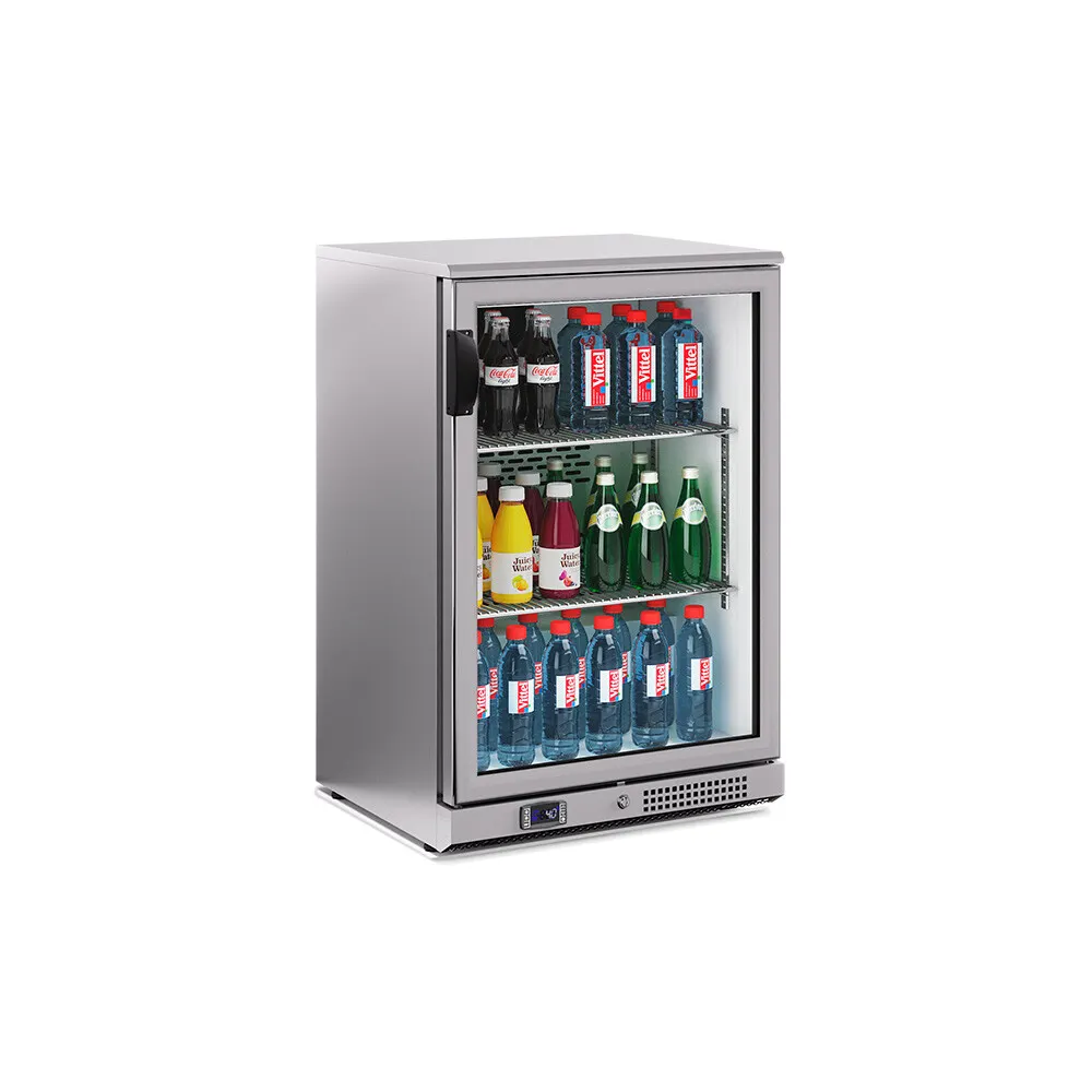BK Resources SSBB-1G-24 24" Bar Refrigerator, Glass Swing Door, Stainless, 2 Shelves, R290, 115V ETL