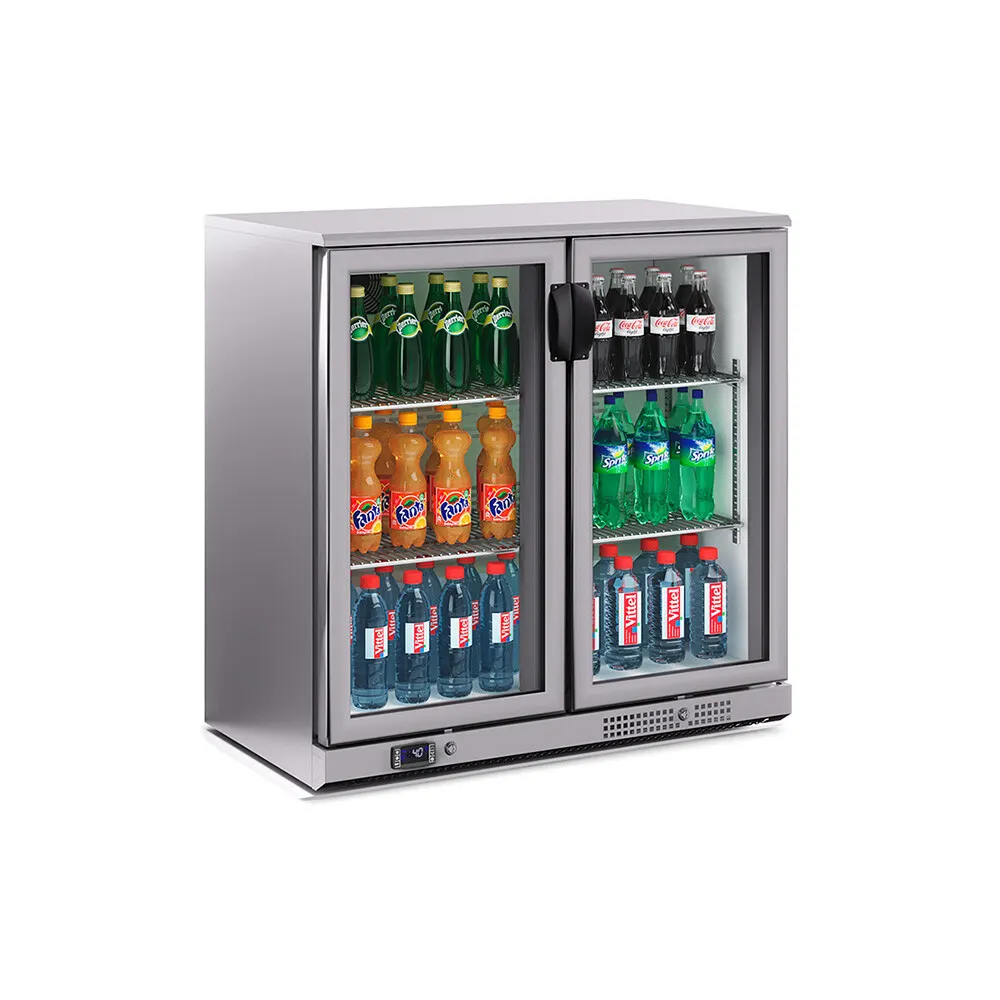 BK Resources SSBB-2G-36 36" Back Bar Cooler, 2‑Glass Slimline Door, Stainless, R290, 33‑41°F