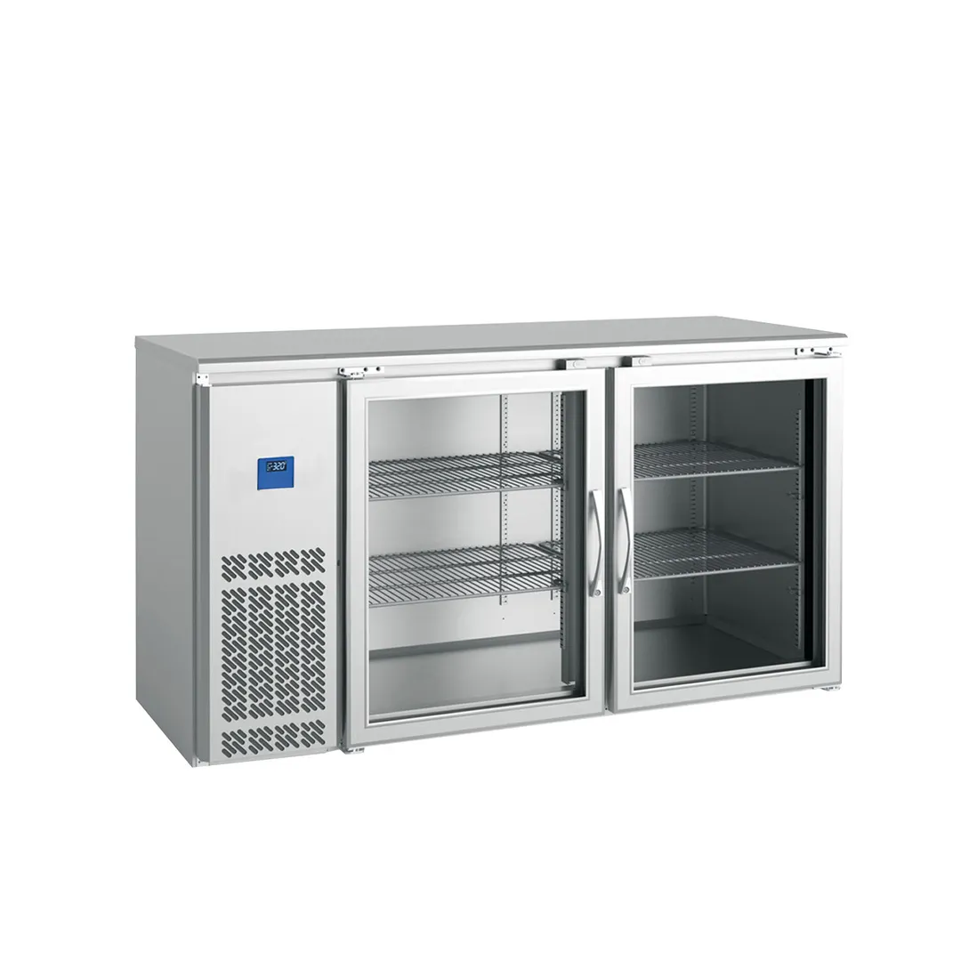 BK Resources SSBB-2G-61 61" Bar Cooler, 2‑Glass Doors, R290 Refrigerant, 4 Shelves, 33‑41°F