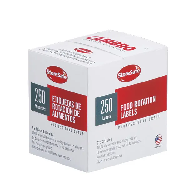 Cambro 23SLB250 StoreSafe Food Rotation Label, 2" x 3", Biodegradable, Microwave Safe, 200°F, White, Case