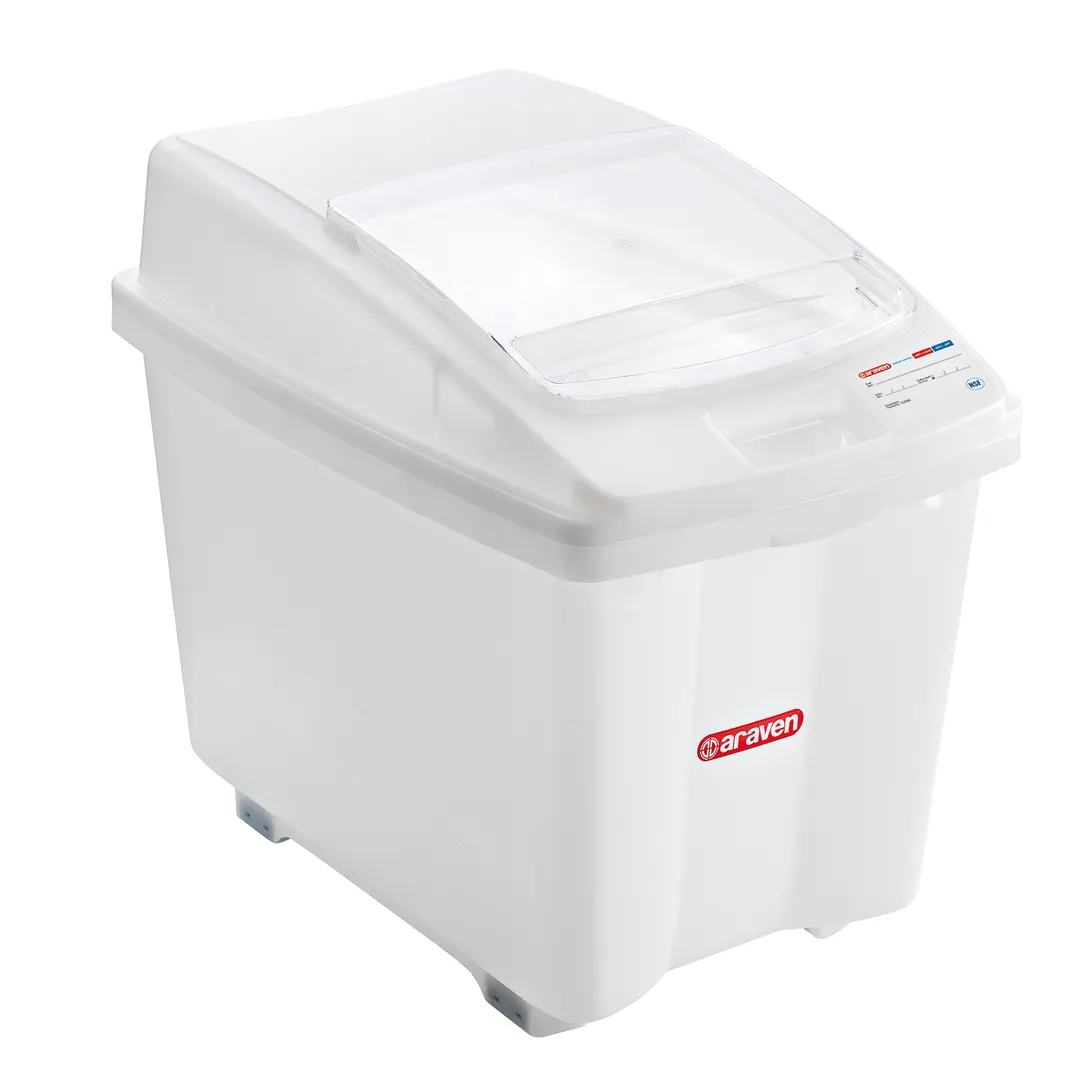 Carlisle 00919 Araven Mobile Bin, 21‑Gallon, 25‑3/4" x 17‑1/9" x 22" Sliding Lid, Window, Wheels