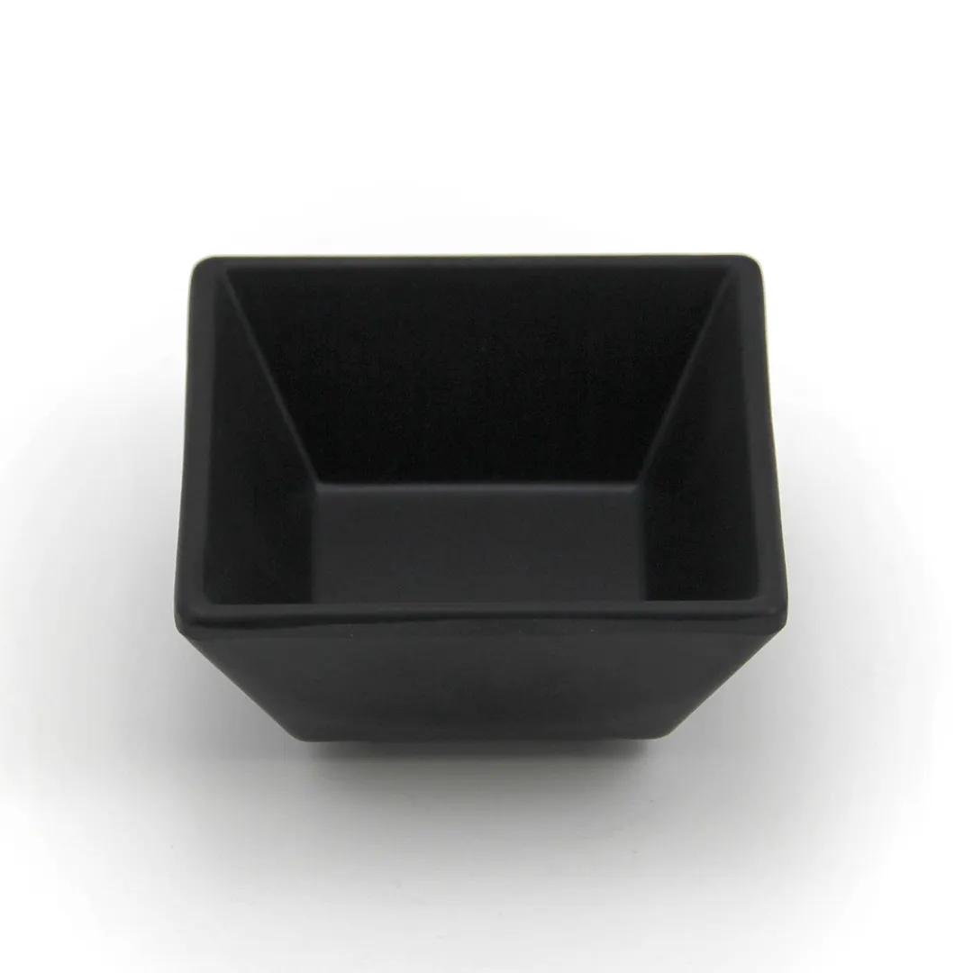 GET JW33-B Ramekin, 4 Oz, 3" x 1-1/2", Square Black Melamine, Break/Chip Resistant