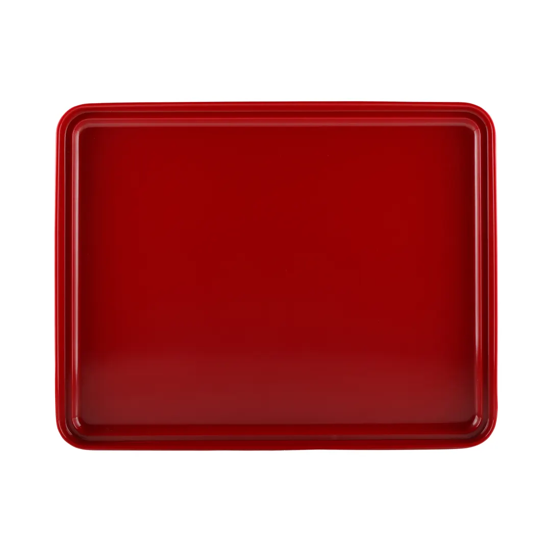 GET JWL11852T-BR Bento Box Lid, 11-1/4" x 8-3/4" x 1"H, Red Interior Black Exterior, Plastic