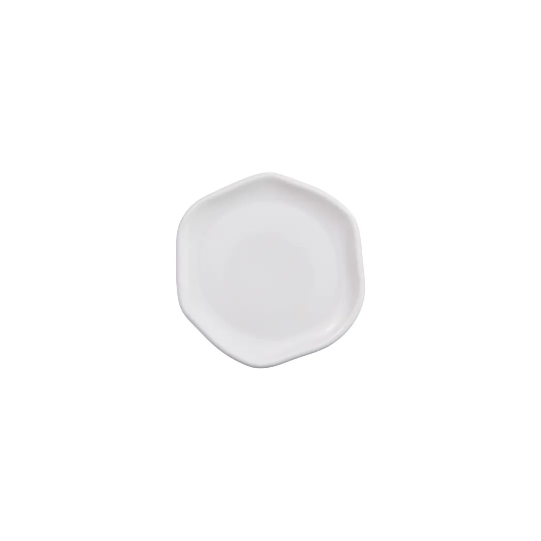 GET PA1101891512 Hexagonal Porcelain Plate, 6.4" Dia x .600" H, Corona Finish - 1 Dozen