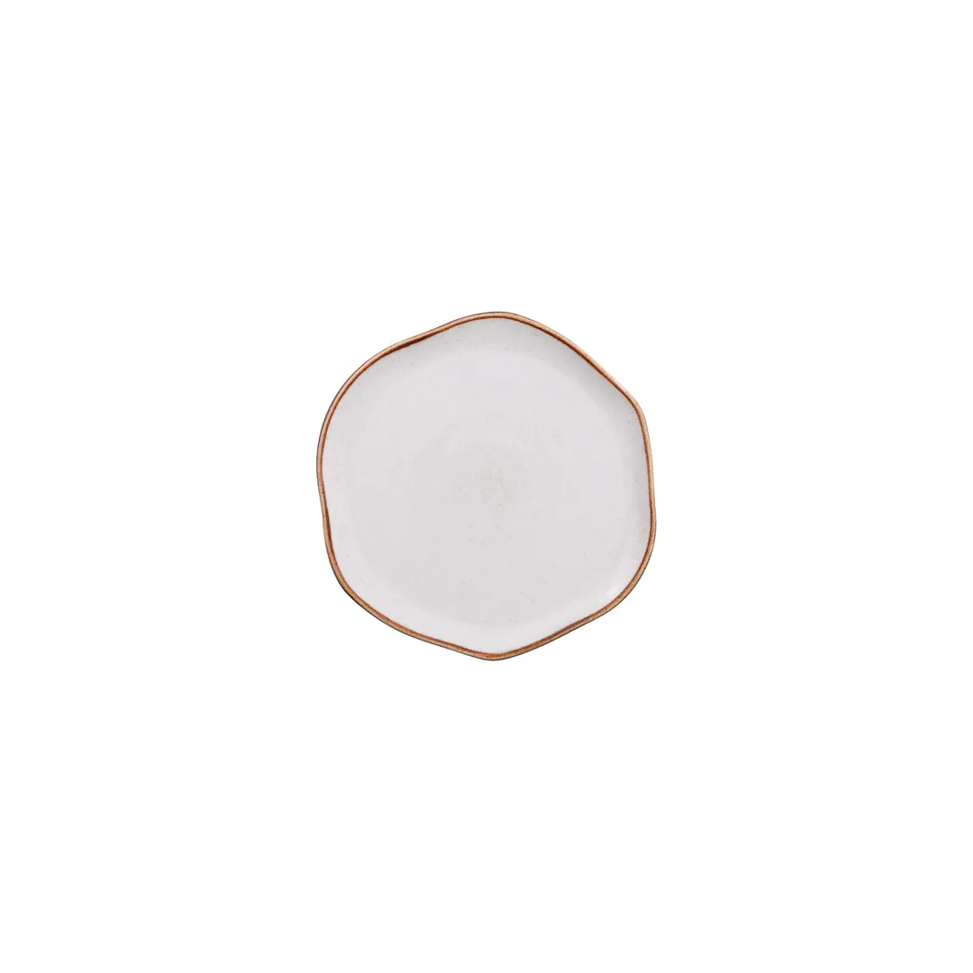 GET PA1605891512 Dinner Plate 6.4" Dia .600" H Beige Corona Porcelain Ancestral Artisan - 1 Dozen