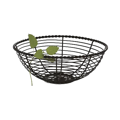 GET WB-701 Clipper Mill Display Basket, 8" Dia. x 3" H, Round Wire, Powder-Coated Iron, Black Finish