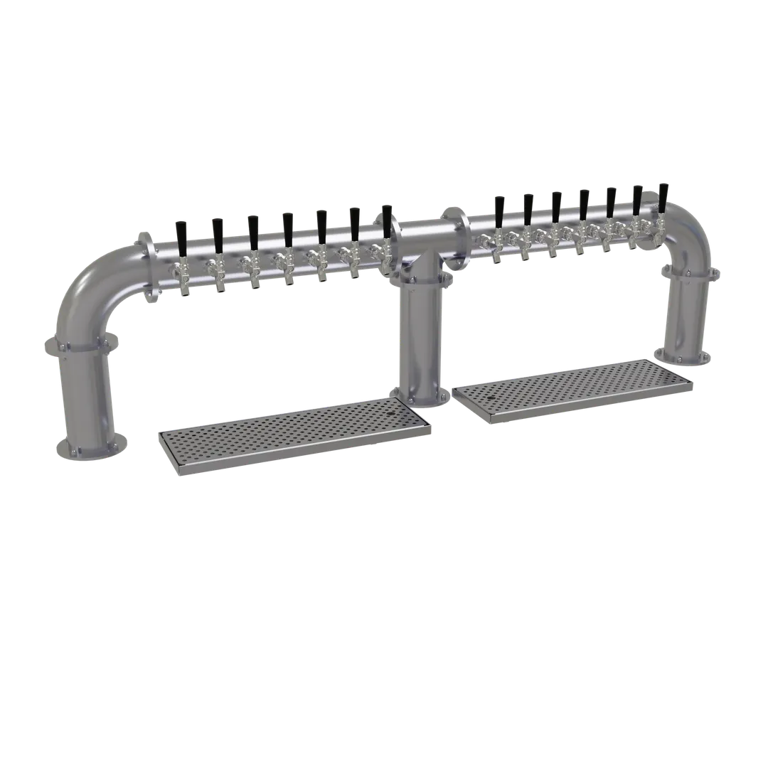 Glastender PB-14-SS Draft Tower, Ctrt, AirC, 14 SS Faucets, 3x4" Col, SS Finish, Drain Pan