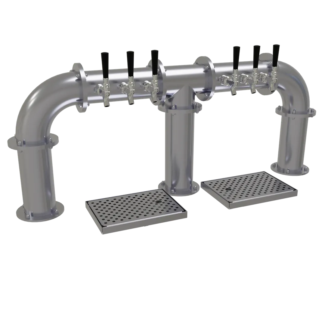 Glastender PB-6-SS Draft Tower – Countertop, Air‑Cooled, 3 × 4" Columns, 6 Faucets, Drain Pan