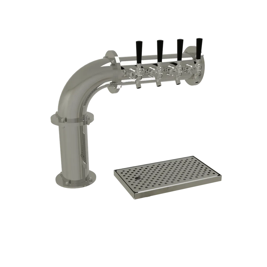 Glastender PC-4-MF Tower, Countertop, Air‑Cooled 1 x 4" SS Column Mirror, 4 Faucets, Drain Pan
