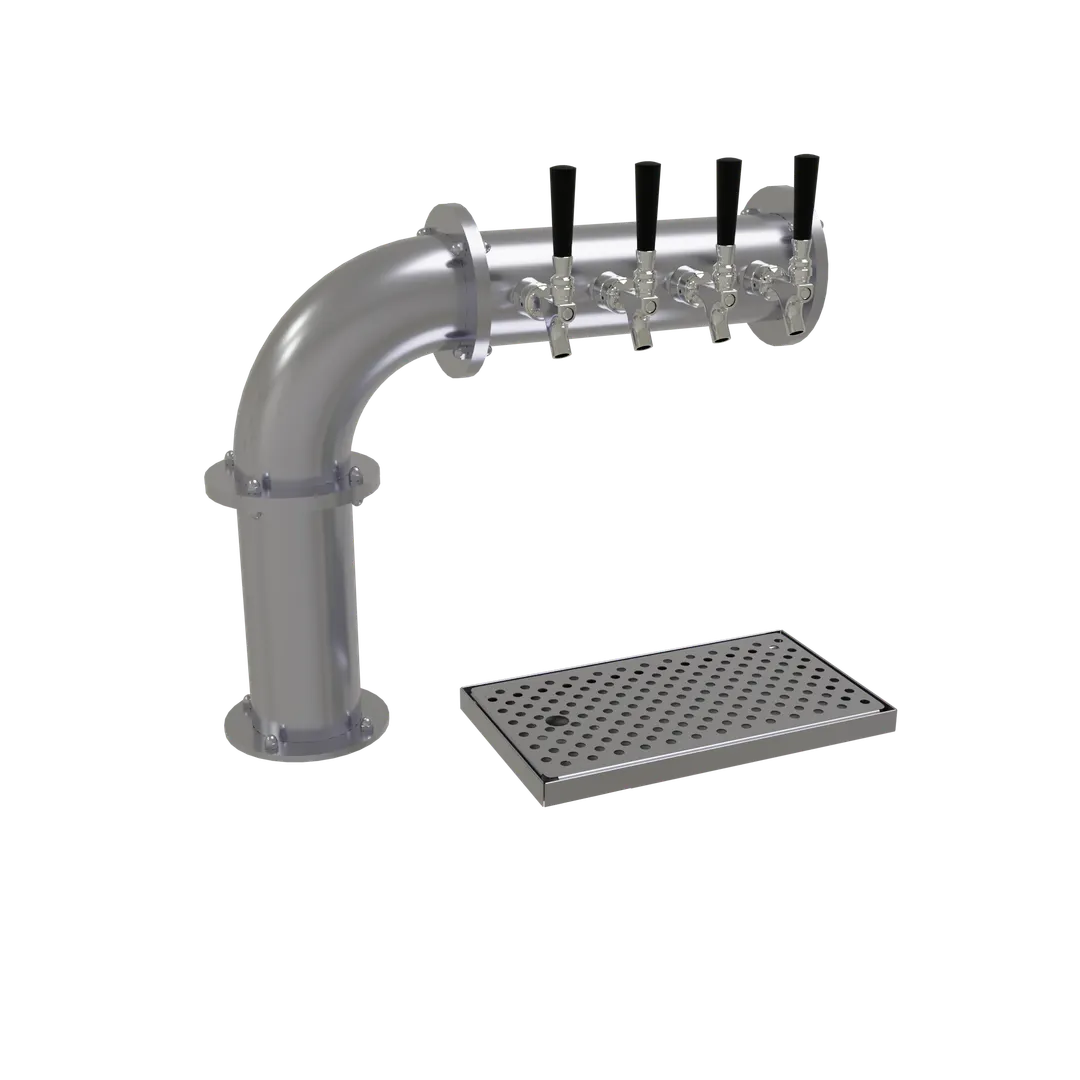 Glastender PC-4-SS Cantilever Draft Tower, Air‑Cooled, 4" Stainless Column, 4 Faucets, Drain Pan