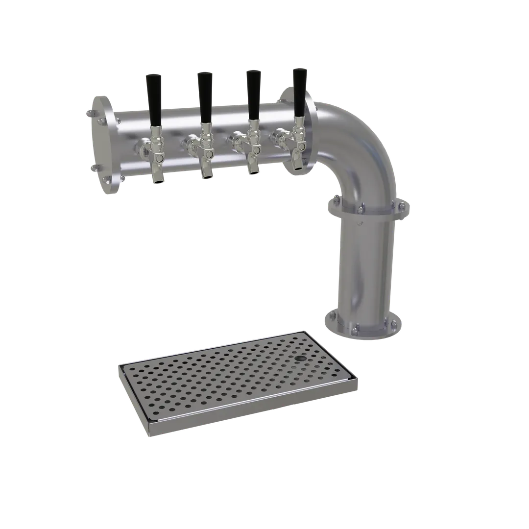 Glastender PC-4-SS Cantilever Draft Tower, Air‑Cooled, 4" Stainless Column, 4 Faucets, Drain Pan