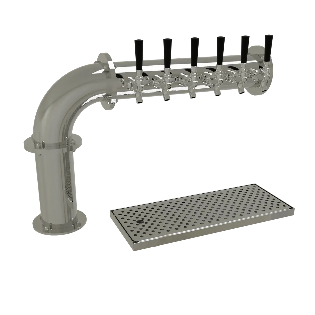 Glastender PC-6-MF Pipe Draft Tower Air‑Cooled, Countertop, 1 4" Column, Stainless Steel, Six Faucets