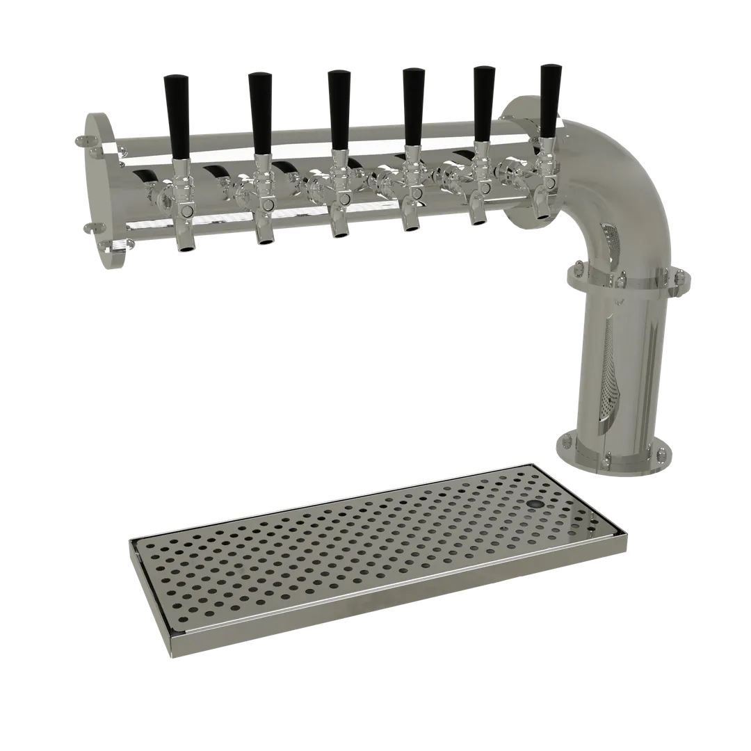 Glastender PC-6-MF Pipe Draft Tower Air‑Cooled, Countertop, 1 4" Column, Stainless Steel, Six Faucets