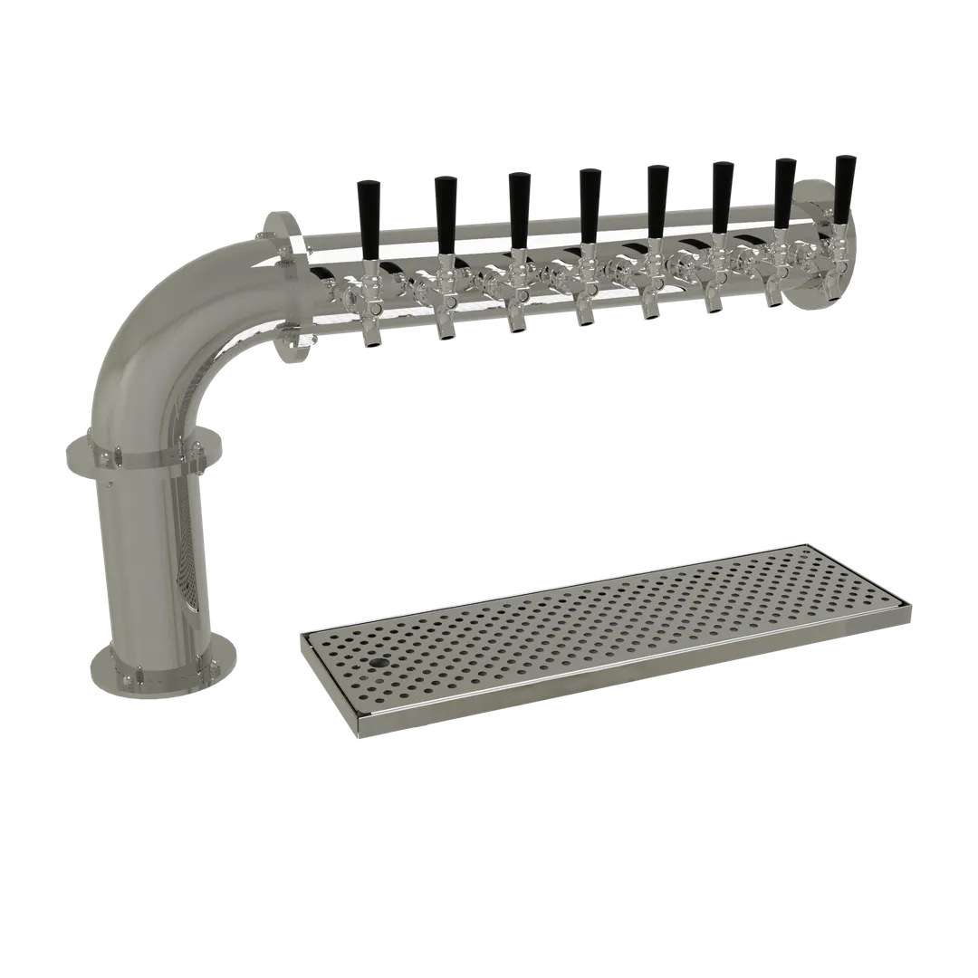 Glastender PC-8-MF Draft Dispensing Tower, Countertop, Air‑Cooled, 1 4" Column, Drain Pan, 8 Faucets