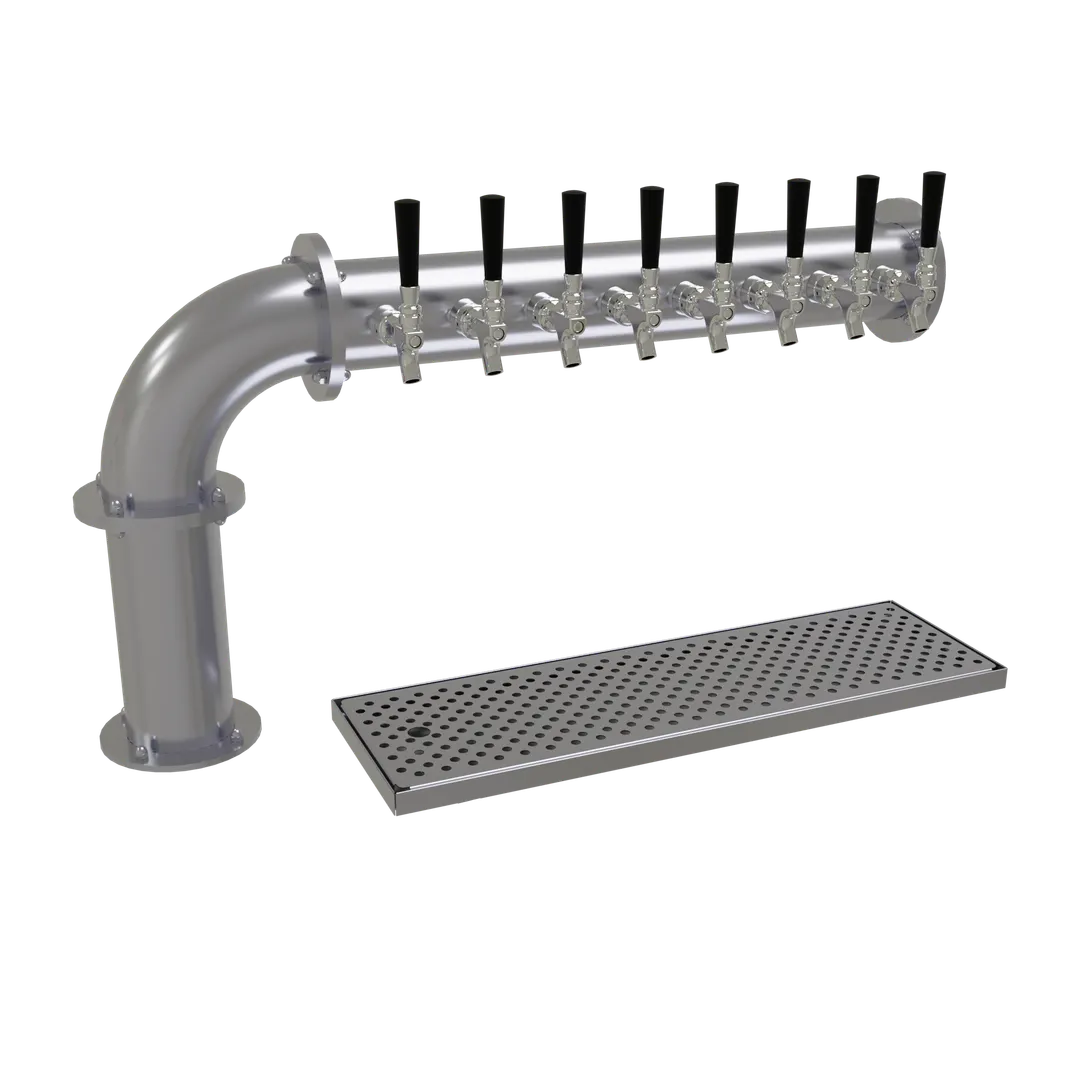Glastender PC-8-SS Draft Tower, Air‑Cooled, 8 SS Faucets, 1 4" Column, Drain, Countertop, SS Build
