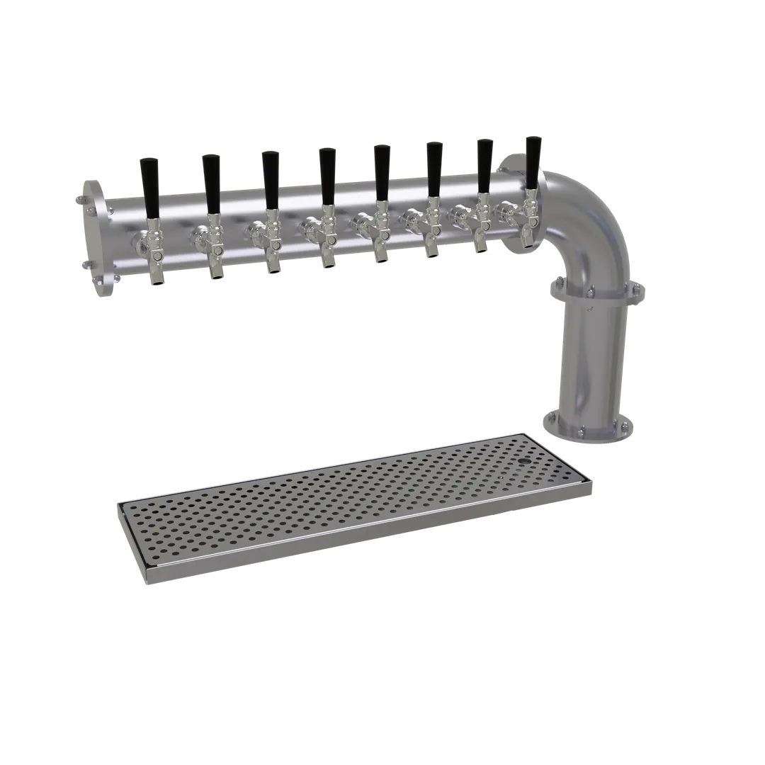 Glastender PC-8-SS Draft Tower, Air‑Cooled, 8 SS Faucets, 1 4" Column, Drain, Countertop, SS Build