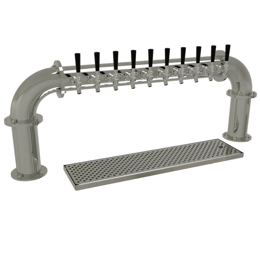 Glastender PP-10-MF Draft Tower, Air‑Cooled, 10 Stainless Faucets, 2 4" Columns, Steel, Drain Pan
