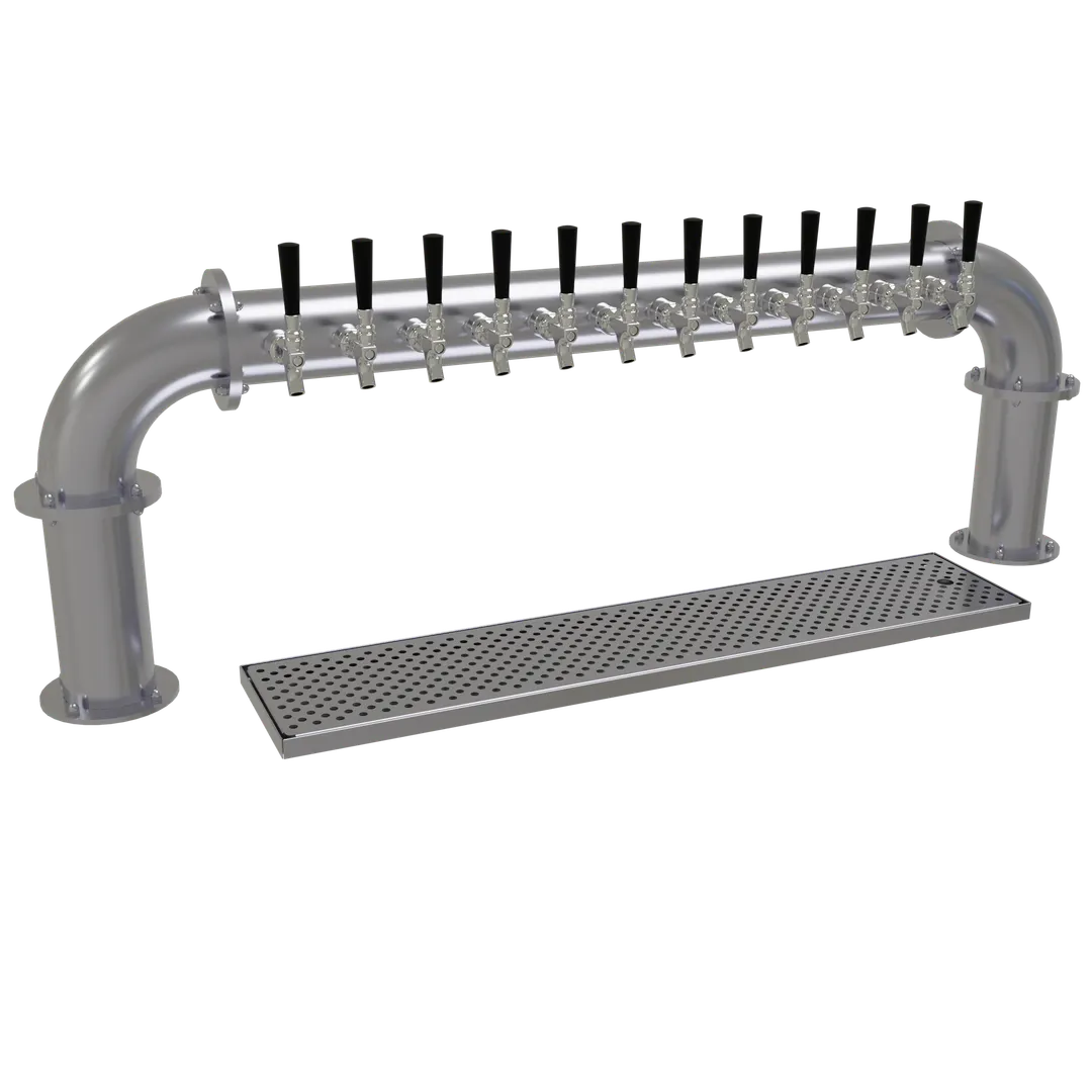 Glastender PP-12-SS Draft Tower, Air‑Cooled, 12 Faucets, 2 4"" Columns, Stainless, Drain Pan