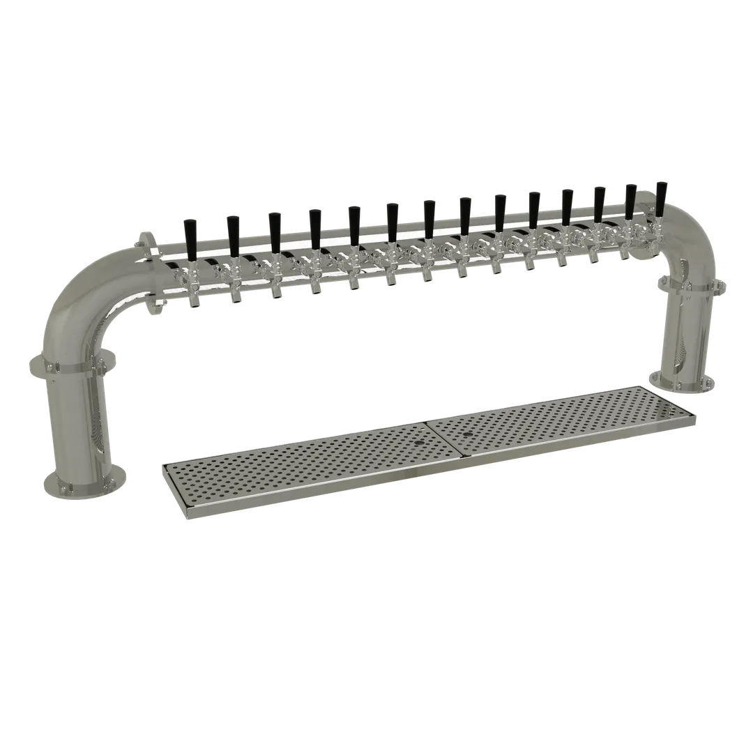 Glastender PP-14-MF Draft Tower, Countertop, Air‑Cooled, 14 Stainless Steel Faucets, 2 4" Columns