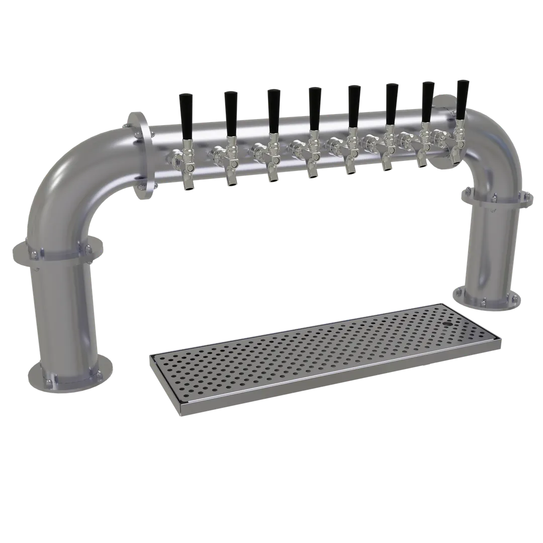 Glastender PP-8-SS Pass‑Thru Draft Tower, Countertop, 8 Steel Faucets, Two 4" Columns, Stainless