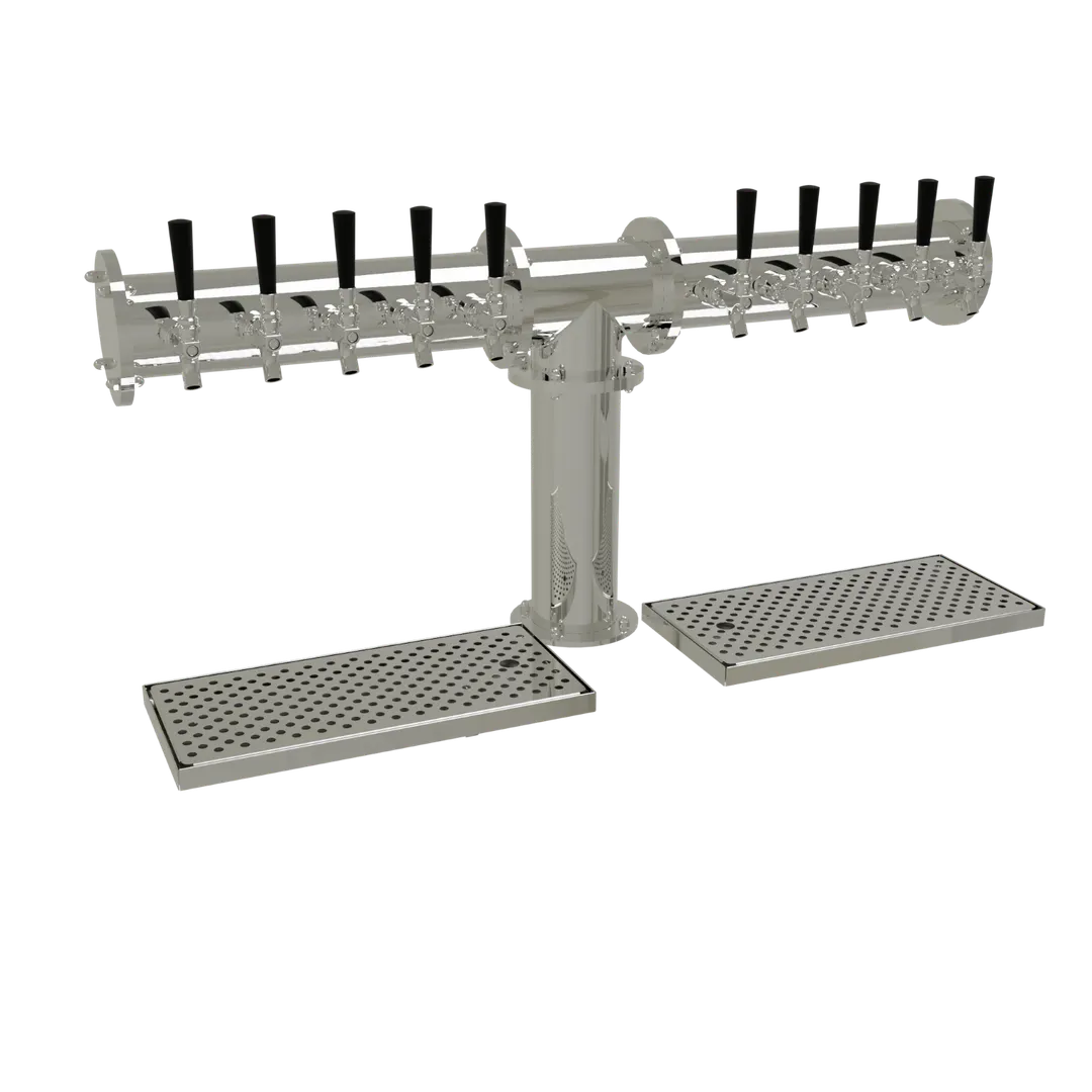 Glastender PT-10-MF Draft Dispensing Tower, Countertop, Air‑Cooled, 1‑Col 4" Steel 10 Faucets,Insert