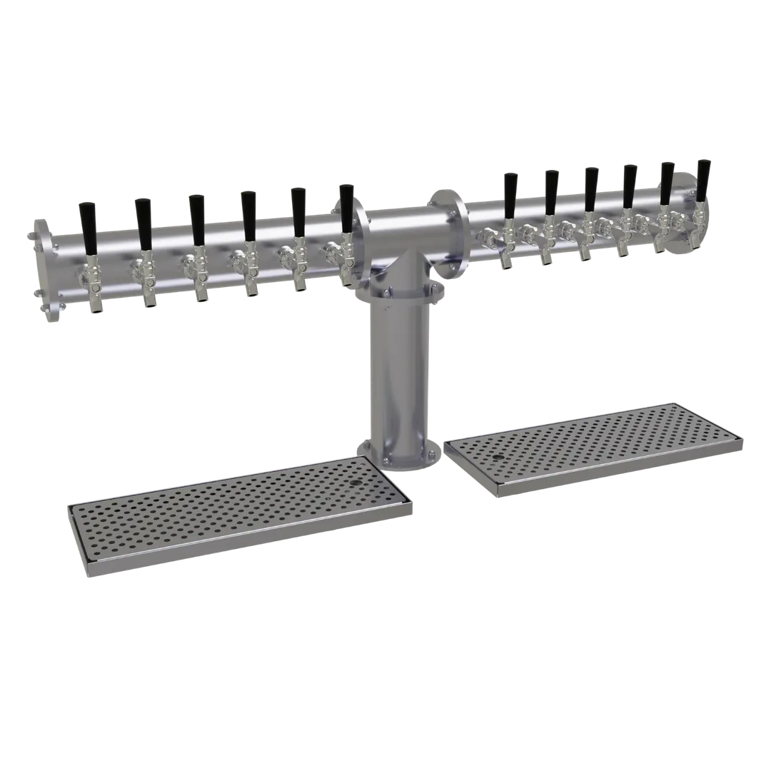 Glastender PT-12-SS Draft Tower, Air‑Cooled, 12 SS Faucets, 1 4" Column, Perforated Drain Pan