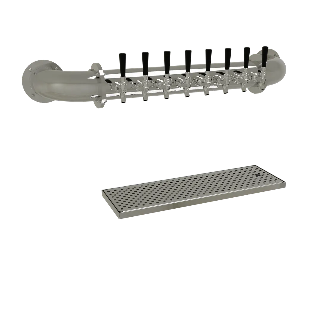 Glastender PW-8-MF Wall Draft Tower, 8-Tap Stainless Steel, Mount Air-Cooled with Drain Pan