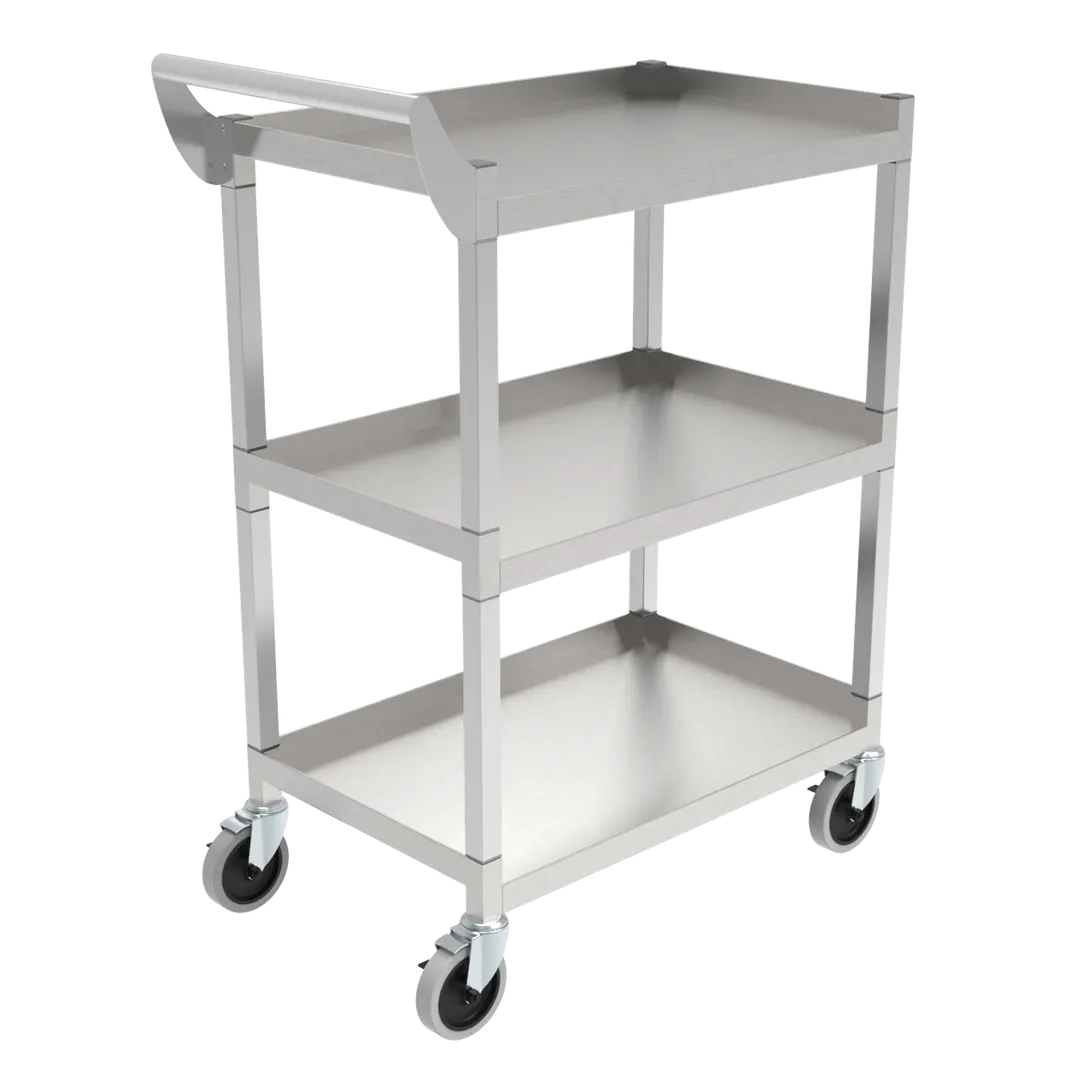 GSW USA C-32K  Stainless Steel 3-Tier Small Bus Cart - 29-1/2"W X 18"D X 35-1/4"H