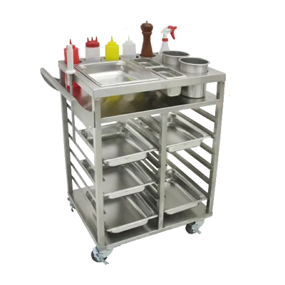 GSW USA C-TIC Stainless Steel Teppan-Yaki Ingredient Cart - 18"W X 27-1/2"L X 36"H