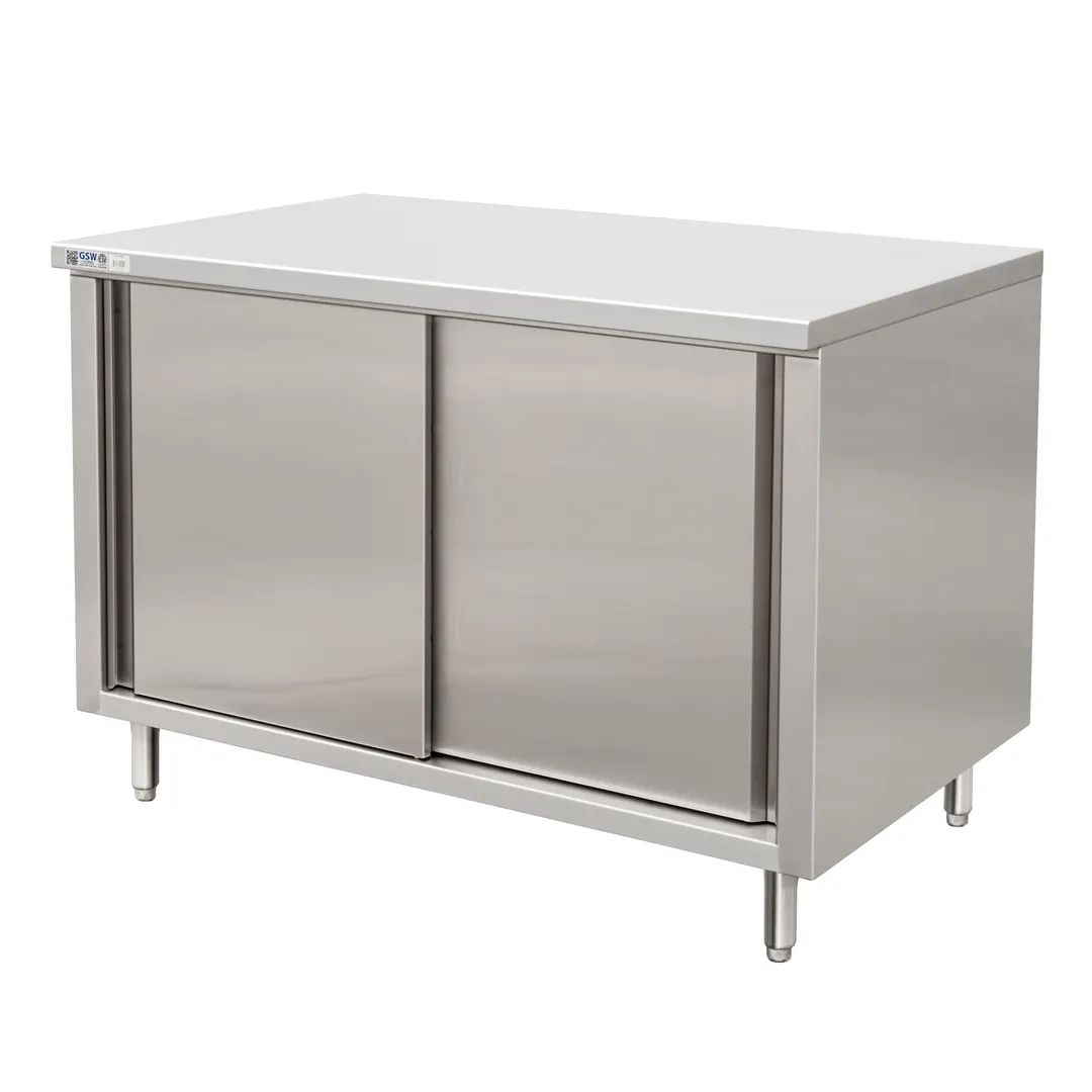 GSW USA CTD-3036S Cabinet Base with Sliding Doors Work Table with Mid-Shelf, 36"W x 30"D