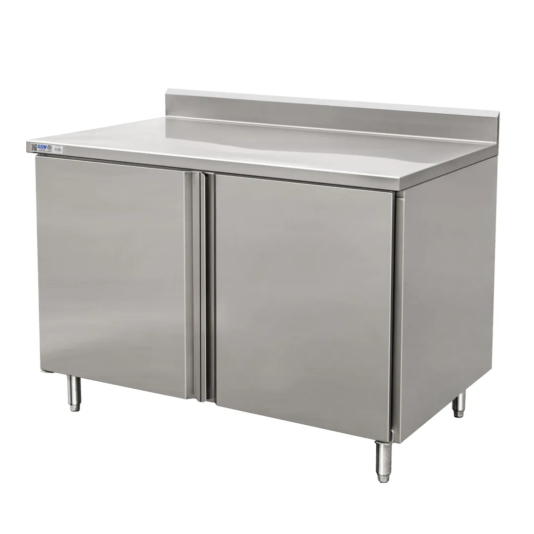 GSW USA CTD-P3072H 72" Cabinet Base Hinged Doors Work Table with Mid-Shelf & Backsplash