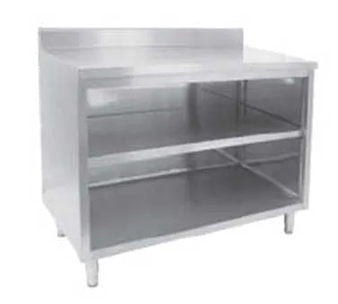 GSW USA CTN-P3048 Open Front Work Table with Mid-Shelf, 48"W X 30"D / Polished Stainless Steel Top