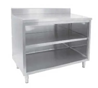 GSW USA CTN-P3072 Open Front Work Table with Mid-Shelf, 72"W X 30"D / Polished Stainless Steel Top