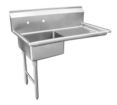 GSW USA DT48U-L 48" Soiled Undercounter Dishtableswith Sink Bowl - 16 Gauge / Right Drainboard