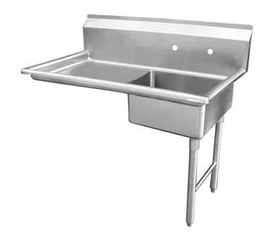 GSW USA DT60U-R 60" Soiled Undercounter Dishtables with Sink Bowl - 16 Gauge / Left Drainboard