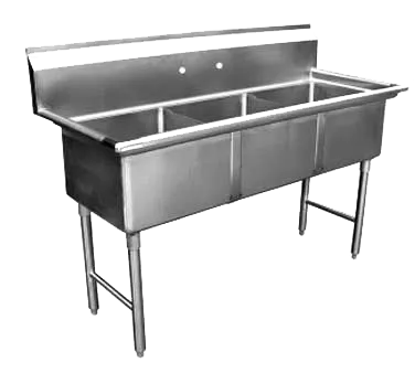 GSW USA SE15153N Three Compartment Sink, 51-3/8"W X 21"D X 45"H