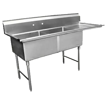 GSW USA SE18182R Sink, Two Compartment, 57-1/4"W X 24"D X 45"H
