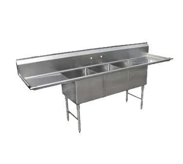 GSW USA SH18243D Three Compartment Sink, 90-3/8"W X 30"D X 45"H