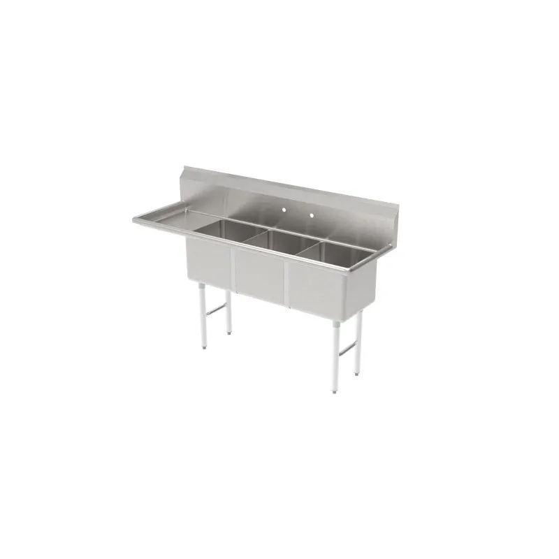 GSW USA SH18243L Three Compartment Sink, 75-3/8"W X 30"D X 45"H
