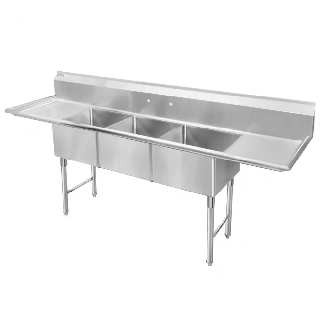GSW USA SHH20283D Three Compartment Sink, 100-3/8"W X 34"D X 45"H