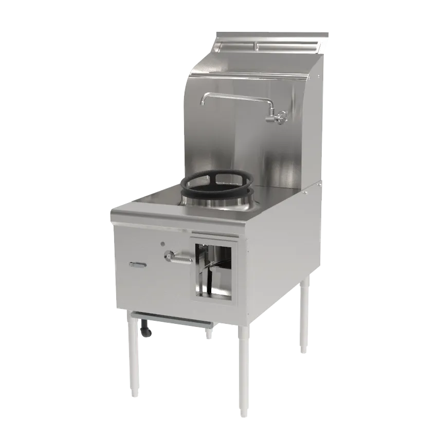 GSW USA WR-1-13 Gas Wok Range, 13" Single Burner, Stainless Steel, 42" Depth, 28" Backsplash