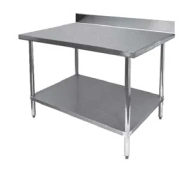 GSW USA WT-PB2424 24" Open Base Work Table, Stainless Steel Base / 4" Backsplash