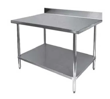GSW USA WT-PB3024 24" Open Base Work Table, Stainless Steel Base / 4" Backsplash