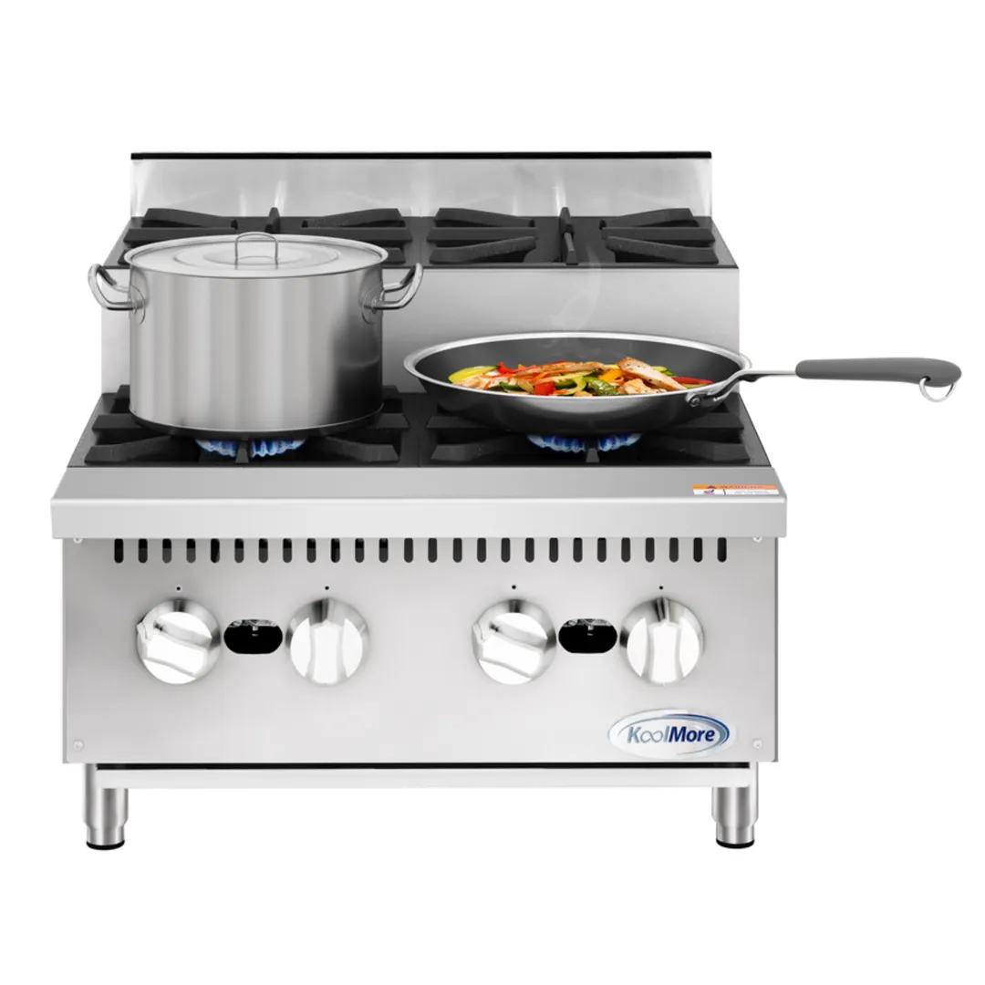 Koolmore KM-CRSU-24 Commercial Step-Up Range, 24"W, (4) 26, 000 Btu Burners