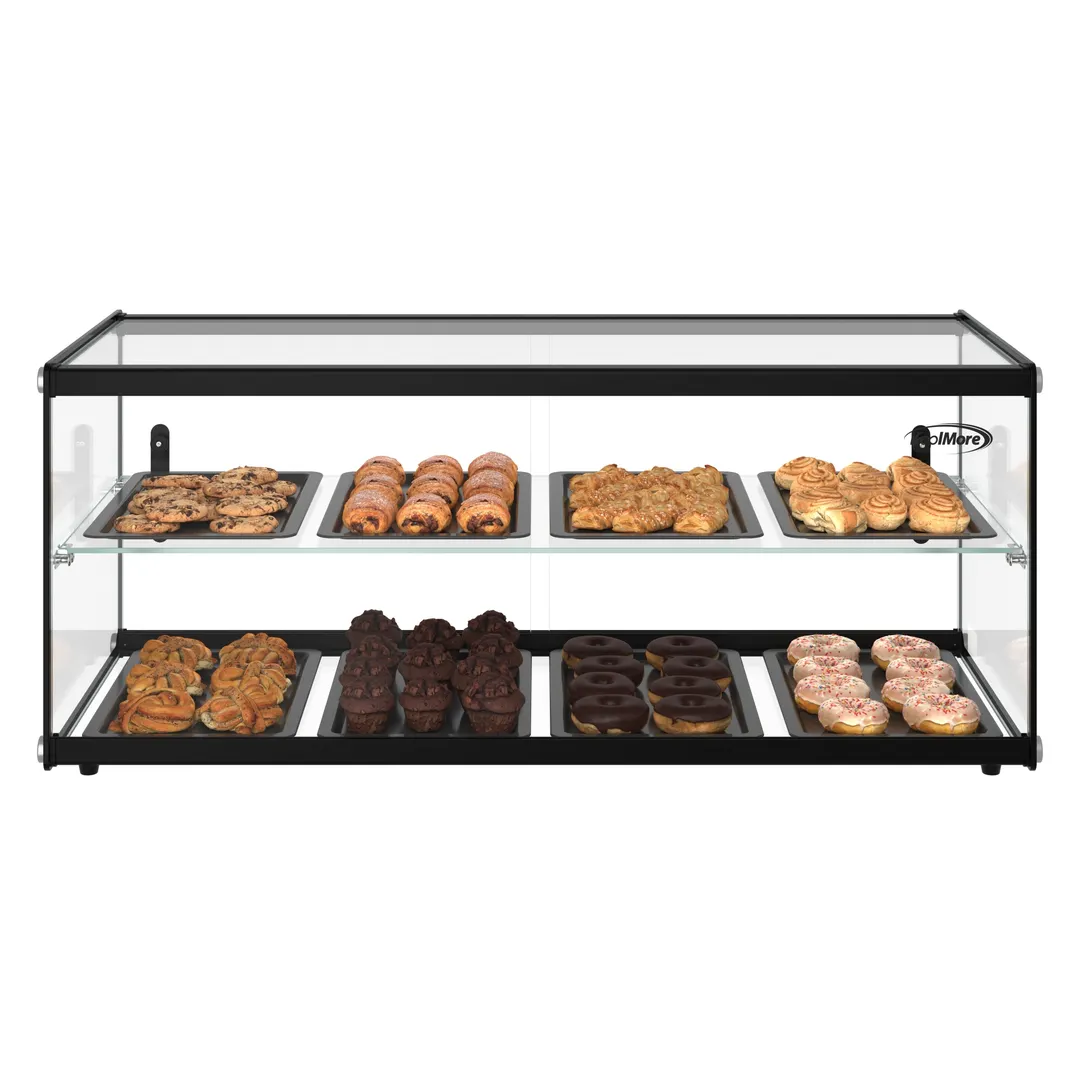 Koolmore KM-DC-4CSBK 36" 2-Tier Pastry Display Case with Shelf and Sliding Door, 4.2 cu. ft. Capacity
