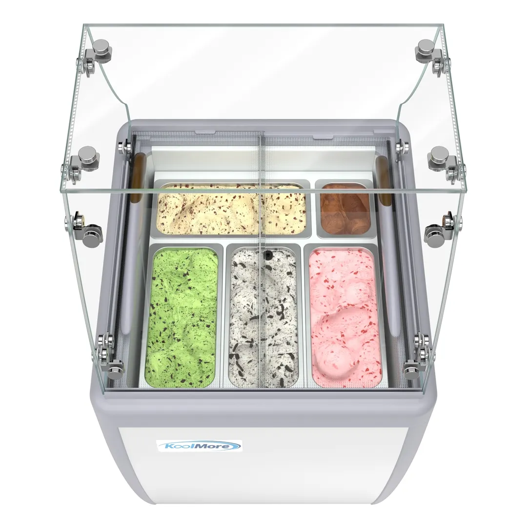 Koolmore KM-GDC-26SD-FG 26" Gelato/Ice Cream Dipping Cabinet w/ Sneeze Guard