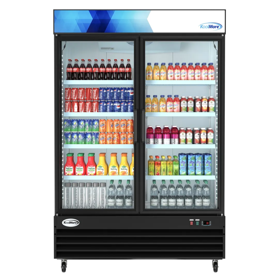 Koolmore MDR-2GD-45C 53" Two Section Merchandiser Refrigerator with Glass Door, 45 cu. ft.
