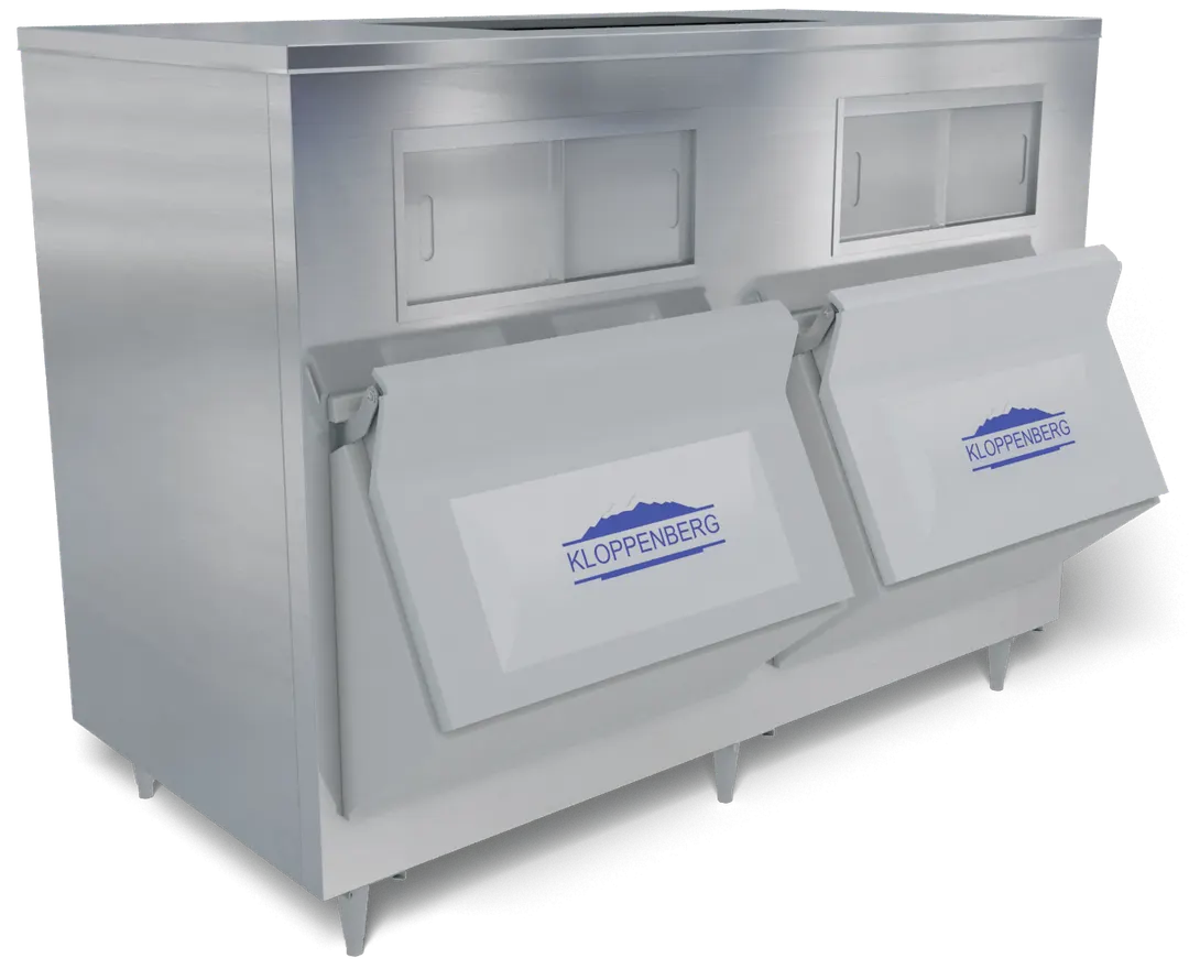 Kloppenberg 2115‑SBB 72" Ice Bin, 1300‑3255 lb Capacity, Stainless Steel, NSF Certified, Made in USA