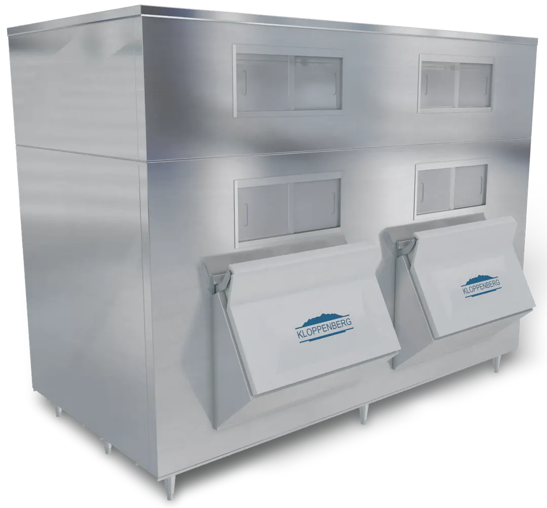 Kloppenberg 4345-SBB Ice Storage Bin, Double‑Door 96" Wide, 5039 lb Steel, NSF, Made In USA