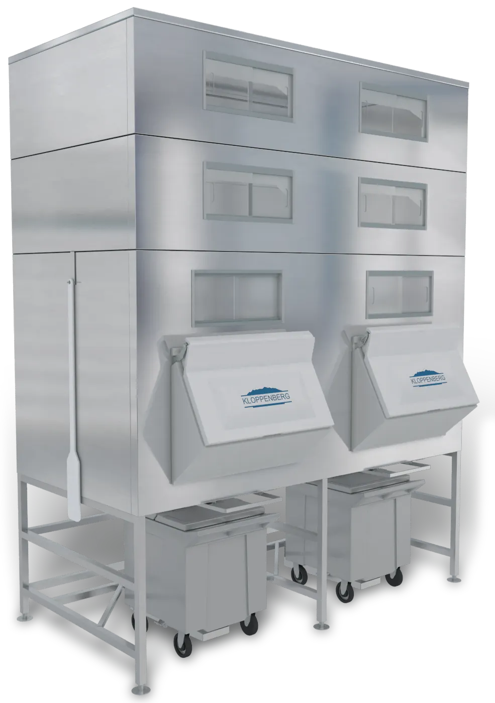 Kloppenberg IFS4800-250 Ice Fill Station, 90"-99", Hinged Door, SS, 6522 Ib, 3300 Ib Bin